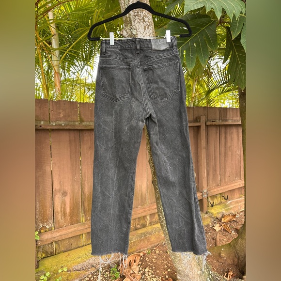 Zara Black Washed Button Fly High Rise Jeans Size 4 - Picture 3 of 6
